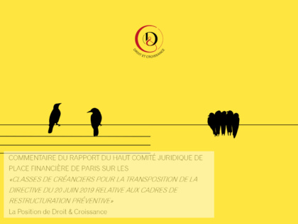 Commentaire du rapport du Haut Comité Juridique de Place Financière de Paris sur les « classes de créanciers pour la transposition de la directive du 20 juin 2019 relative aux cadres de restructuration préventive »
